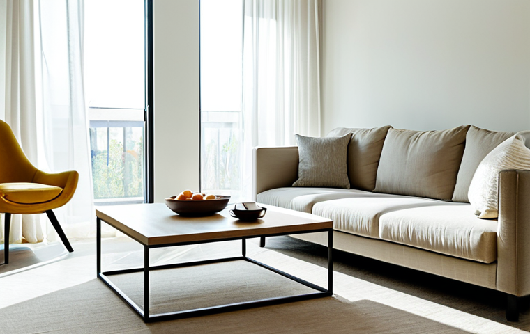 자연광을 위한 바닥 배치의 중요성 - "A bright and airy living room interior during the afternoon. Sheer curtains are diffusing sunlight ...