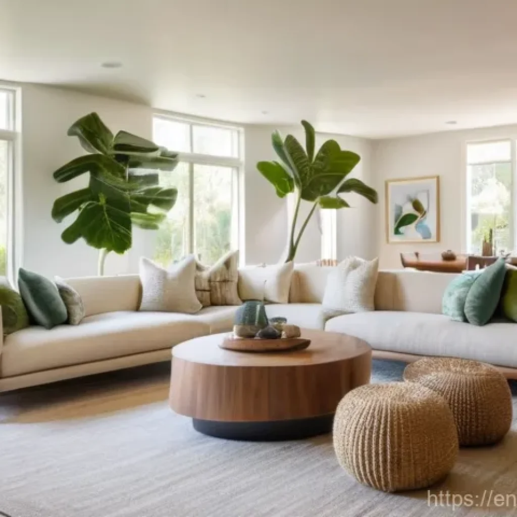 자연광을 최대한 활용하는 집 설계법 - An expansive, open-concept living room bathed in abundant natural light. Large, south-facing windows...