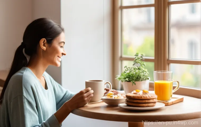 자연광을 활용한 인테리어의 새로운 패러다임 - **Prompt:** A cozy and inviting breakfast nook bathed in warm, golden morning sunlight. The sunlight...