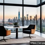 Home 20 자연광을 위한 통유리 창문의 장점 - A modern living room interior featuring floor-to-ceiling double-glazed glass windows with sleek blac...
